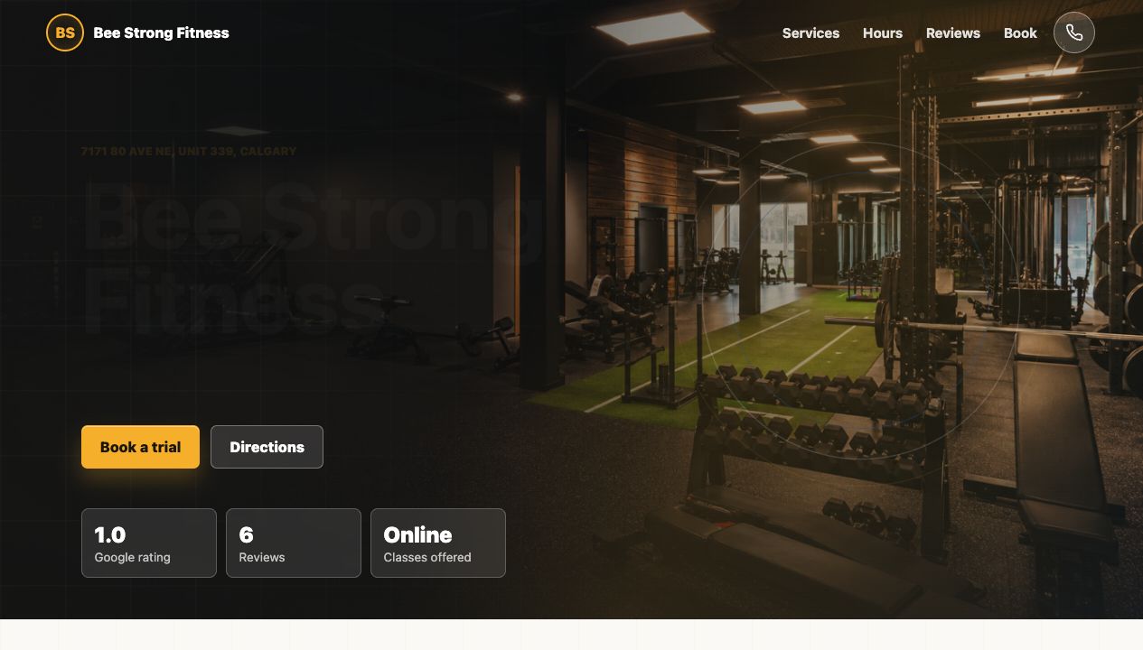 Bee Strong Fitness Calgary website preview