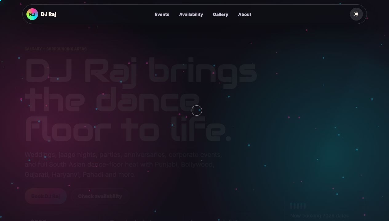 DJ Raj Calgary website preview