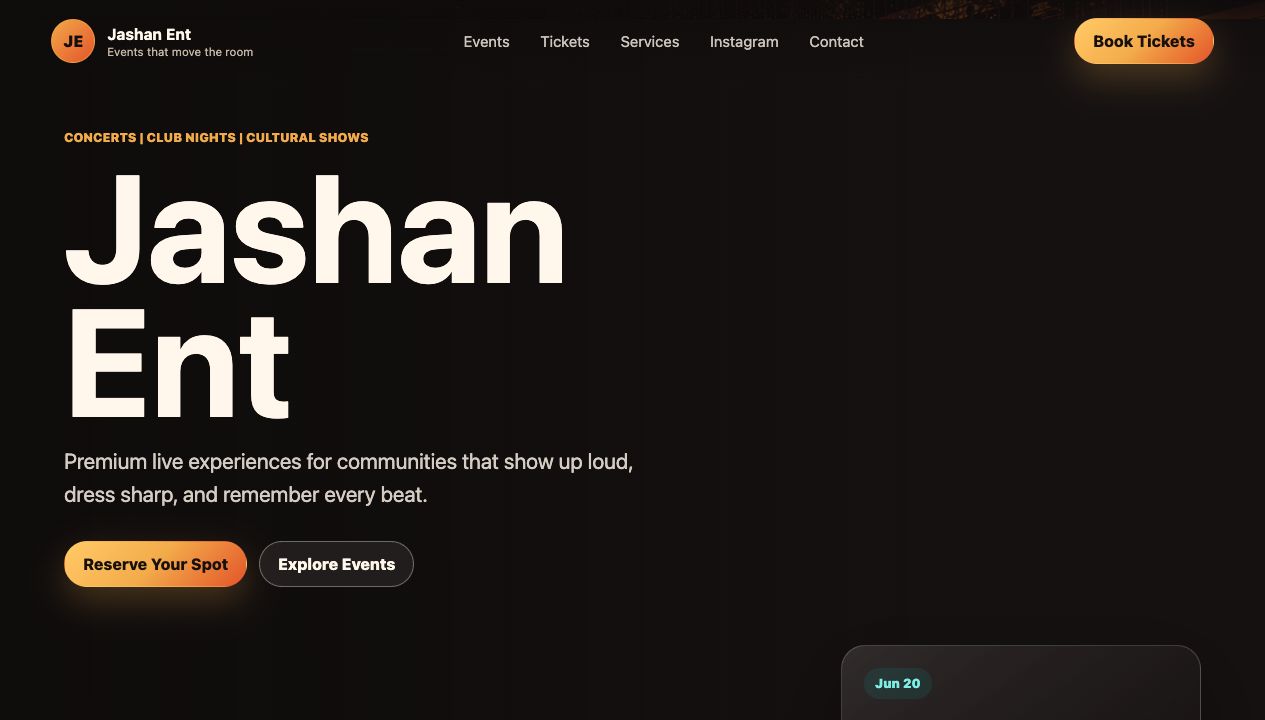 Jashan Entertainment website preview