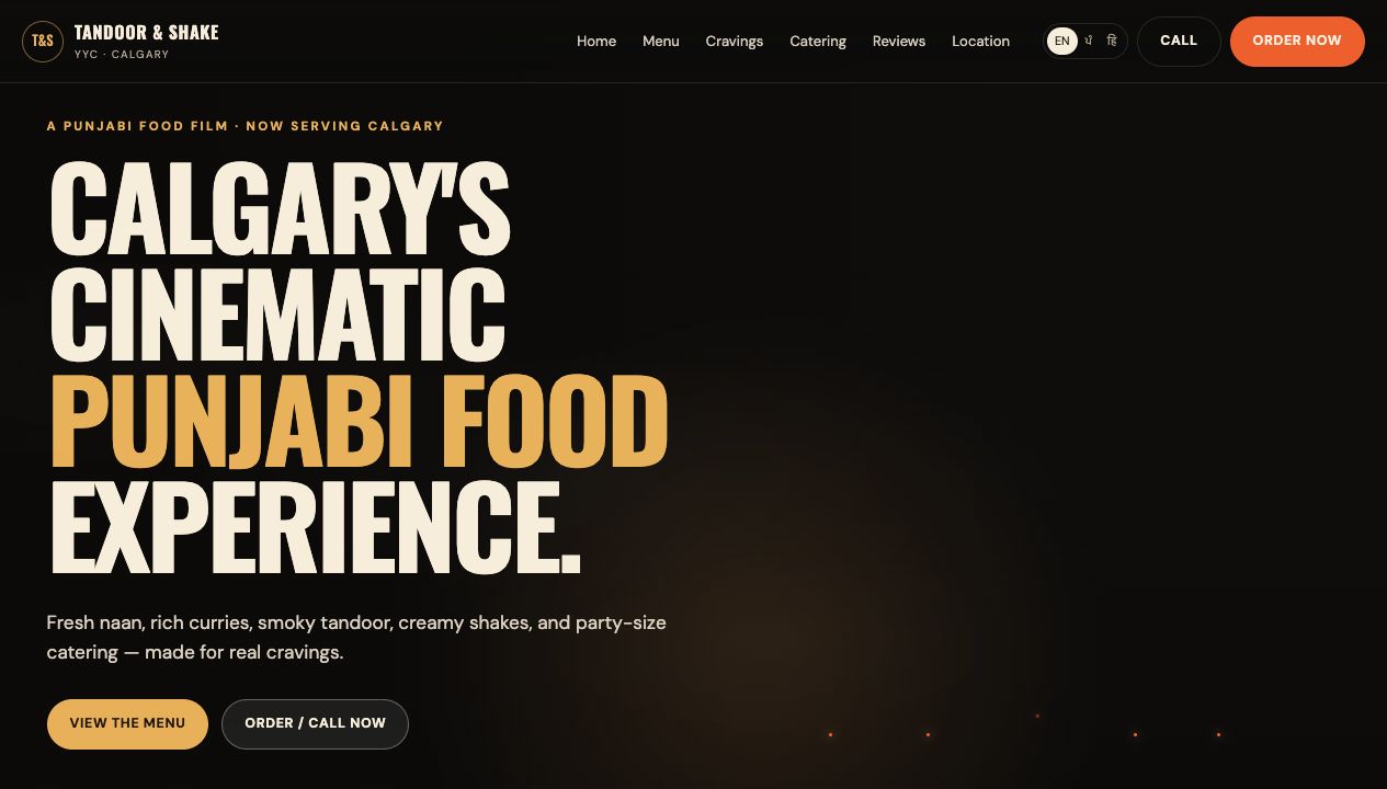 Tandoor and Shake YYC website preview